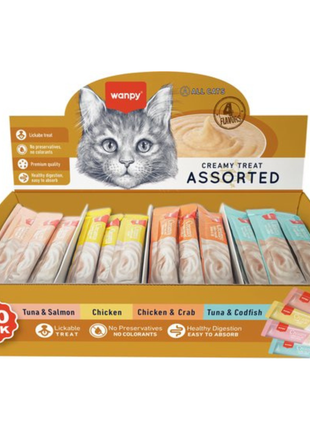 Wanpy - Creamy Lickable Treats - 4 smaken - Voordeeldoos 100 stuks
