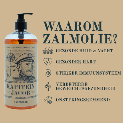 Kapitein Jacob - Zalmolie voor hond - 1 liter