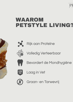 Petstyle Living - Os noués multicolores au poulet et au bœuf, 7,5 cm - 25 pièces