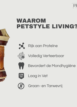 Petstyle Living - Os noués multicolores au poulet et au bœuf, 21 cm - Lot de 6