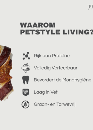 Petstyle Living - Os noués multicolores au poulet et au bœuf, 11 cm - 20 pièces
