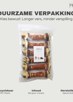 Petstyle Living - Os noués multicolores au poulet et au bœuf, 21 cm - Lot de 6
