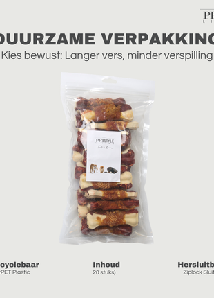 Petstyle Living - Geperste Botten met Kip & Rund Meerkleurig 10cm - 20 Stuks