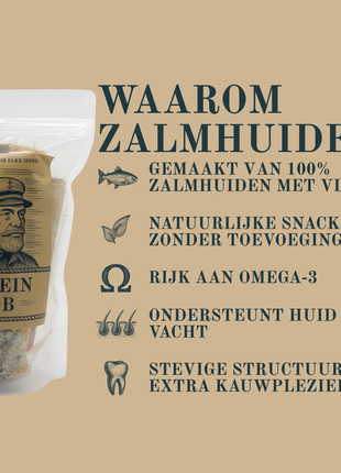 Kapitein Jacob - Gedroogde zalmhuiden met vlees - 300 gram