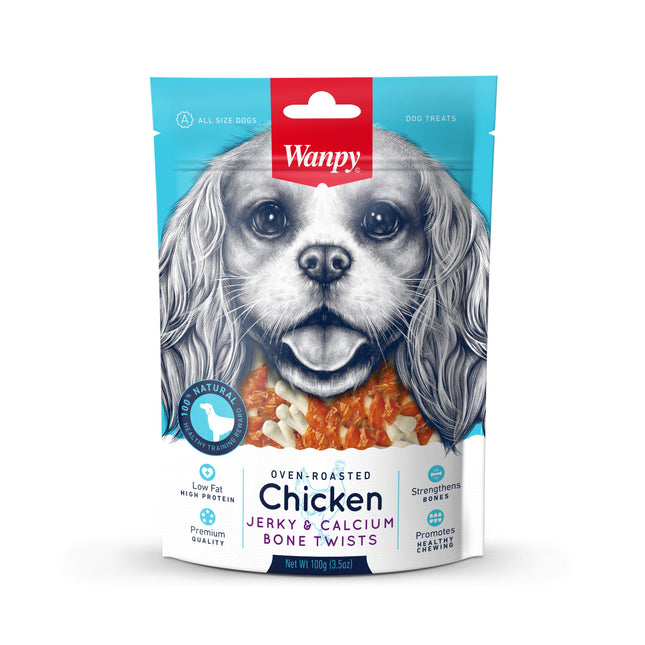 Wanpy - Poulet séché et torsades d'os de calcium