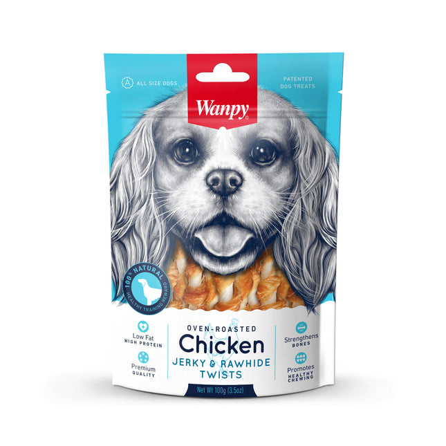 Wanpy - Poulet séché et torsades de cuir brut
