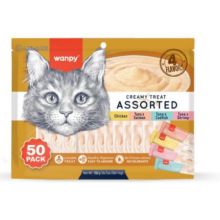 Wanpy - Creamy Lickable Treats - 4 smaken - 50 Stuks