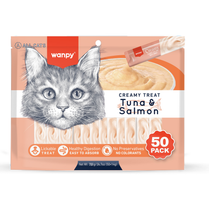 Wanpy - Creamy Lickable Treats - Tonijn & Zalm - 50 Stuks