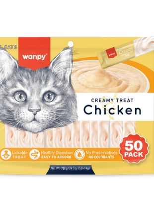 Wanpy - Cremige Leckerlis zum Schlecken - Huhn - 50 Stück