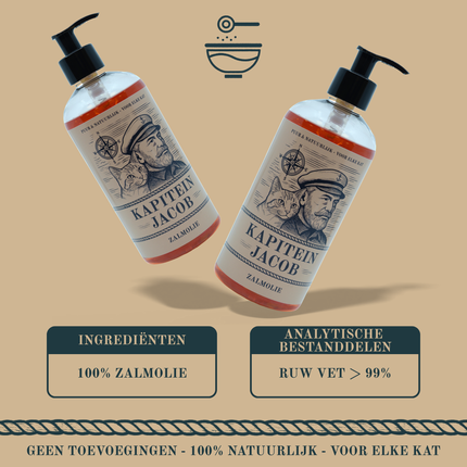 Kapitein Jacob - Zalmolie voor kat - 0,5 liter