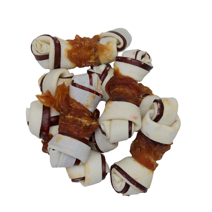 Petstyle Living - Geknoopte Botten met Kip & Rund Meerkleurig 7.5cm - 25 Stuks