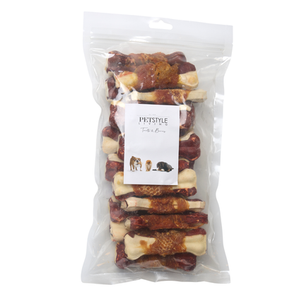 Petstyle Living - Geperste Botten met Kip & Rund Meerkleurig 10cm - 20 Stuks