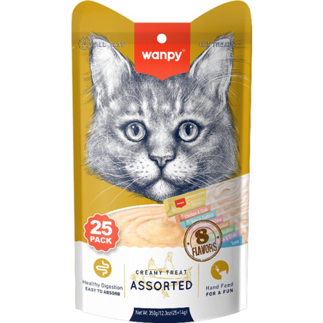 Wanpy - Creamy Lickable Treats - 8 smaken - 25 Stuks