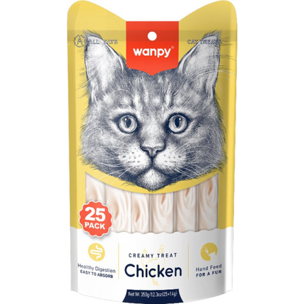 Wanpy - Creamy Lickable Treats - Kip - 25 Stuks