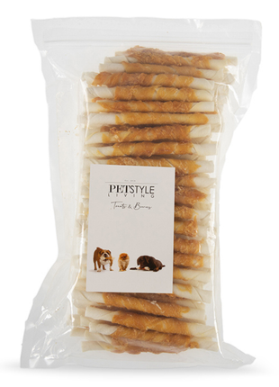 Petstyle Living - Gedraaide Sticks met Kip 12.5cm - 100 Stuks