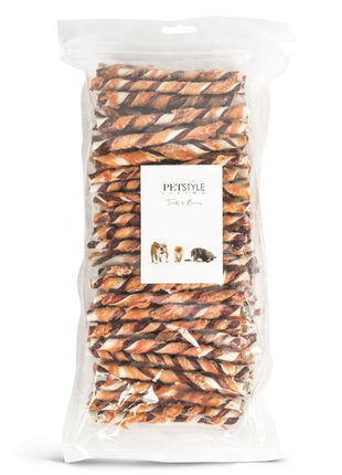 Petstyle Living - Twisted Sticks Multi-colored with Chicken & Beef 12.5cm - 100 Pieces