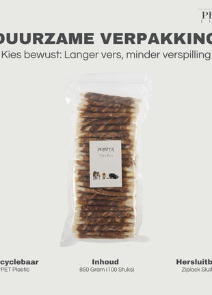 Petstyle Living - Twisted Sticks with Duck 12.5cm - 100 Pieces