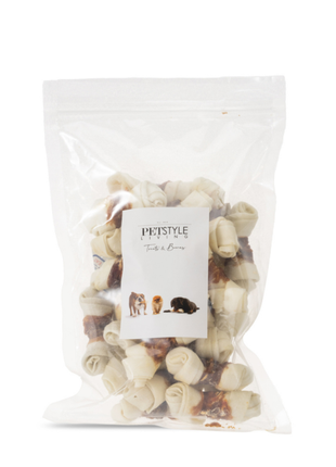 Petstyle Living - Knotted Bones with Duck 7.5cm - 25 Pieces