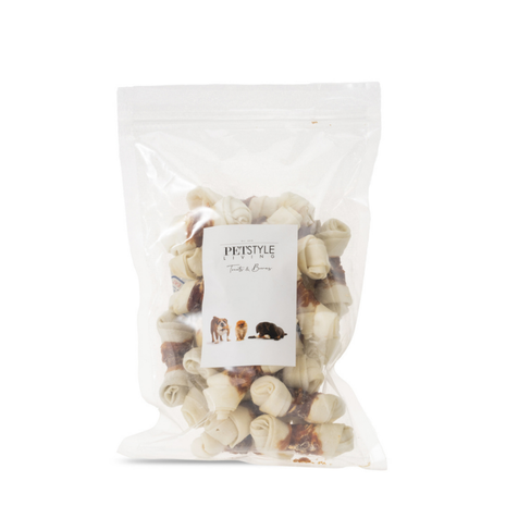 Petstyle Living - Knotted Bones with Duck 7.5cm - 25 Pieces