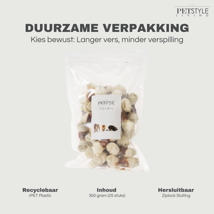 Petstyle Living - Geknoopte Botten met Eend 7.5cm - 25 Stuks