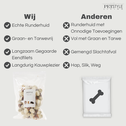 Petstyle Living - Geknoopte Botten met Eend 7.5cm - 25 Stuks
