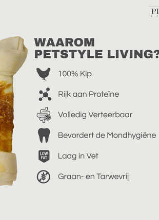 Petstyle Living - Knotted Bones with Chicken 11cm - 20 Pieces