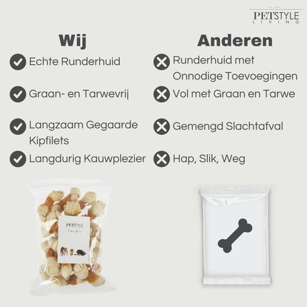 Petstyle Living - Geknoopte Botten met Kip 11cm - 20 Stuks