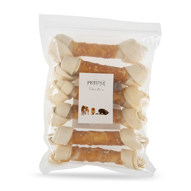 Petstyle Living - Geknoopte Botten met Kip 21cm - 6 Stuks