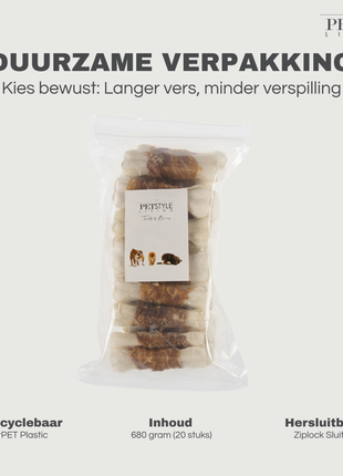 Petstyle Living - Gepresste Knochen mit Entenmotiv, 10 cm - 20 Stück 