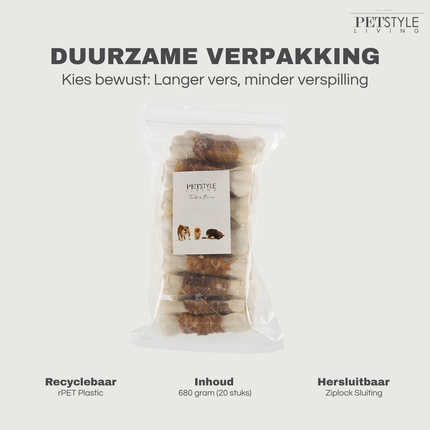 Petstyle Living - Geperste Botten met Eend 10cm - 20 Stuks