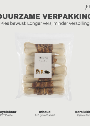 Petstyle Living - Geperste Botten met Eend 16cm - 6 Stuks