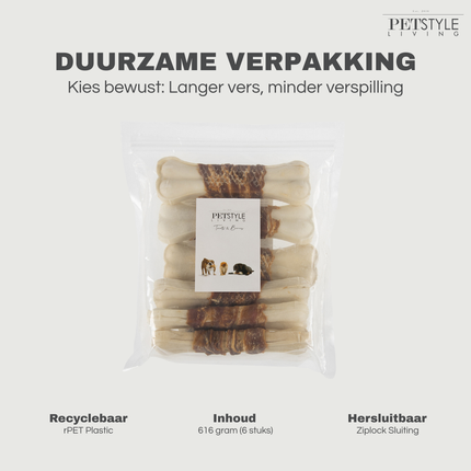 Petstyle Living - Geperste Botten met Eend 16cm - 6 Stuks