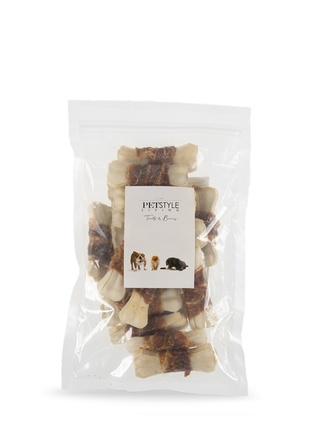 Petstyle Living - Gepresste Knochen mit Entenmotiv, 7,5 cm - 20 Stück