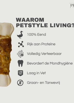 Petstyle Living - Gepresste Knochen mit Entenmotiv, 7,5 cm - 20 Stück