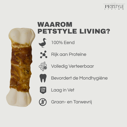 Petstyle Living - Geperste Botten met Eend 7.5cm - 20 Stuks