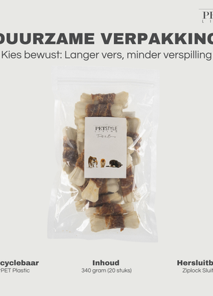Petstyle Living - Gepresste Knochen mit Entenmotiv, 7,5 cm - 20 Stück