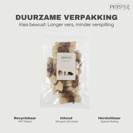 Petstyle Living - Geperste Botten met Eend 7.5cm - 20 Stuks