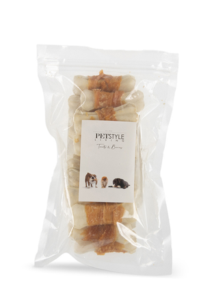 Petstyle Living - Gepresste Knochen mit Hühnchen 10 cm - 20 Stück