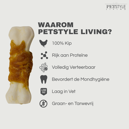Petstyle Living - Geperste Botten met Kip 10cm - 20 Stuks