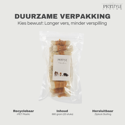 Petstyle Living - Geperste Botten met Kip 10cm - 20 Stuks