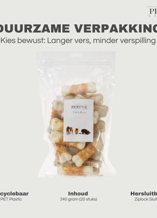 Petstyle Living - Gepresste Knochen mit Hühnchen 7,5 cm - 20 Stück 
