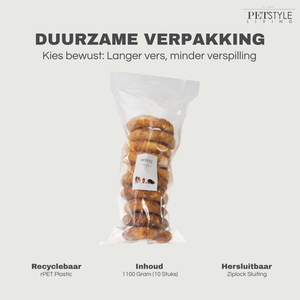 Petstyle Living - Gepofte Ringen met Kip 12,5cm - 10 Stuks