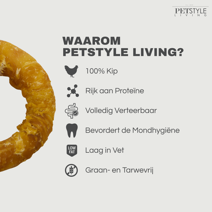 Petstyle Living - Gepofte Ringen met Kip 19cm - 5 Stuks
