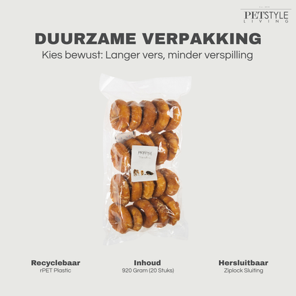 Petstyle Living - Gepofte Ringen met Kip 7,5cm - 20 Stuks