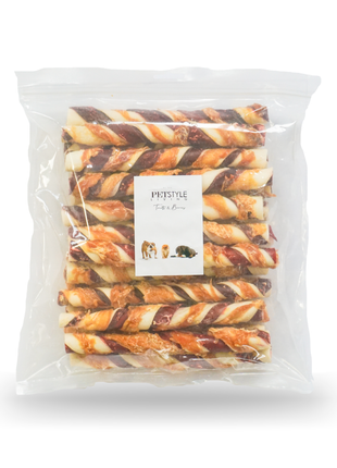 Petstyle Living - Kauwstaven Meerkleurig met Kip & Rund 20cm - 20 Stuks