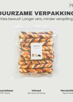 Petstyle Living - Kauwstaven Meerkleurig met Kip & Rund 20cm - 20 Stuks