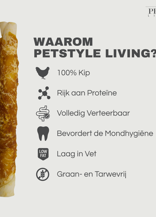 Petstyle Living - Kauwstaven met Kip 20cm - 20 Stuks