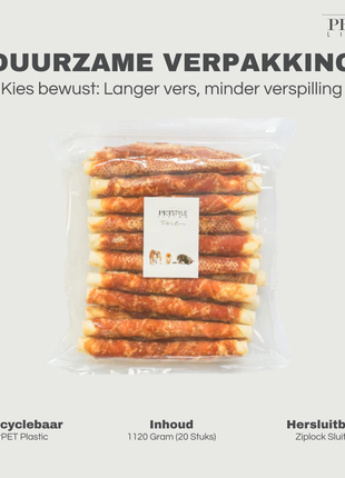 Petstyle Living - Kauwstaven met Kip 20cm - 20 Stuks