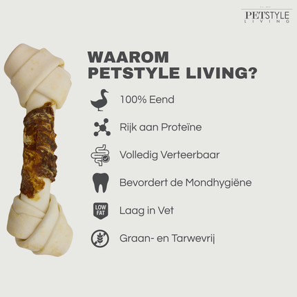 Petstyle Living - Geknoopte Botten met Eend 11cm - 20 Stuks