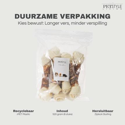Petstyle Living - Geknoopte Botten met Eend 21cm - 6 Stuks